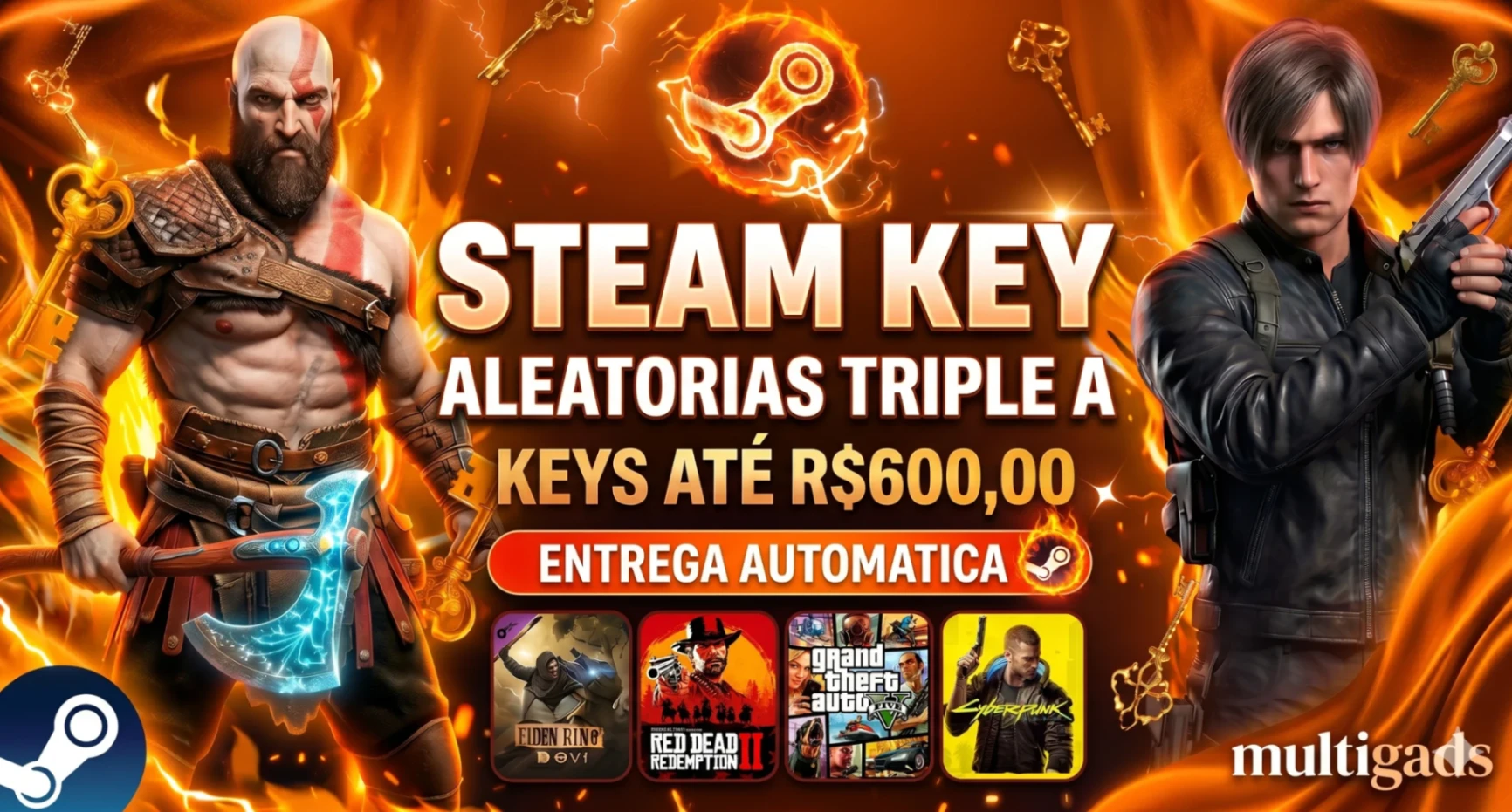 🔑 STEAM KEY ALEATÓRIA (COMPRE 10 e GANHE 3 DE BONUS)