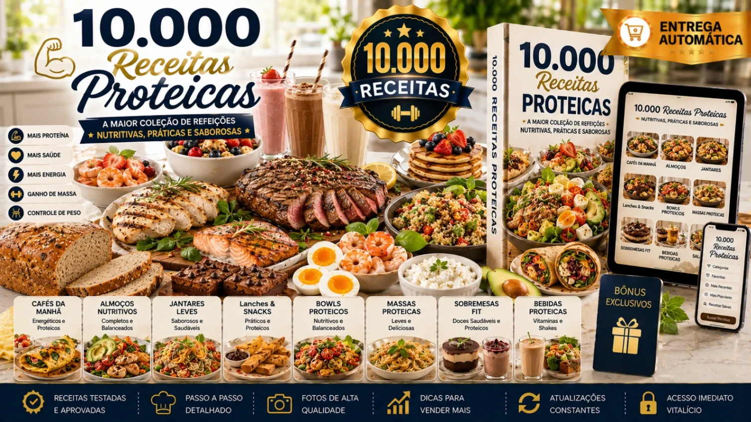 10.000 Receitas Proteicas: A Maior Coleção de Refeições Nutritivas, Práticas e Saborosas